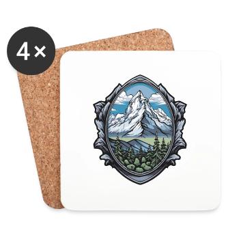 Mountains Winter Symbol - Coasters (set of 4) - white - Front
