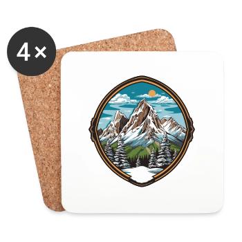 Montagnes Alpes Symbole Armoiries - Dessous de verre (lot de 4) - blanc - Devant