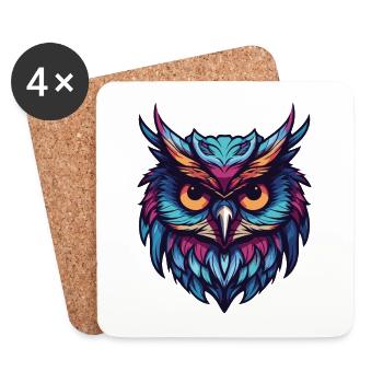 Owl Portrait - Coasters (set of 4) - white - Front