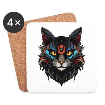 Tête de chat - Dessous de verre (lot de 4) - blanc - Devant
