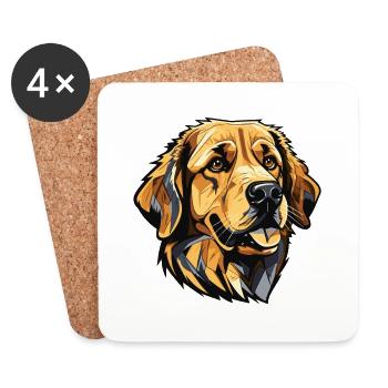 Golden Retriever Dog Head - Coasters (set of 4) - white - Front