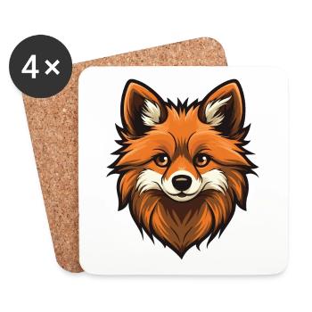 Pomeranian Dog Head - Coasters (set of 4) - white - Front