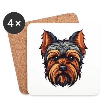 Yorkshire Terrier Dog Head - Coasters (set of 4) - white - Front