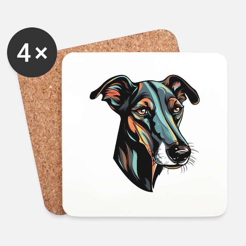 Greyhound Hund Kopf - Untersetzer (4er-Set) - Weiß