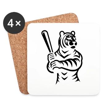 Minimalistische Tiger Baseballspieler Silhouette - Untersetzer (4er-Set) - Weiß - Vorne