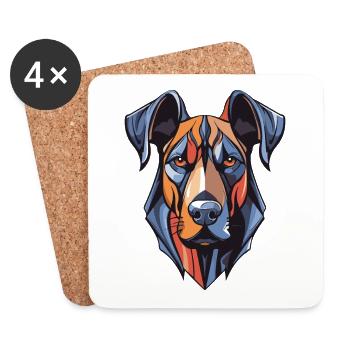 Great Dane Dog Head - Coasters (set of 4) - white - Front