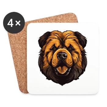 Chow Chow Hund Kopf - Untersetzer (4er-Set) - Weiß - Vorne