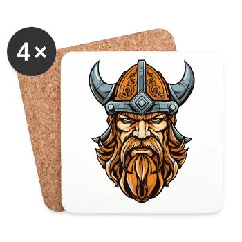 Wikinger Kopf Helm Krieger Odin - Untersetzer (4er-Set) - Weiß - Vorne