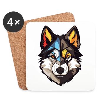 Tête de chien Akita - Dessous de verre (lot de 4) - blanc - Devant