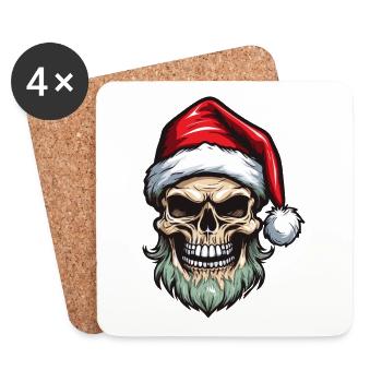 Santa Claus Skull - Coasters (set of 4) - white - Front