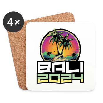 Bali 2024 Urlaub Palmen - Untersetzer (4er-Set) - Weiß - Vorne