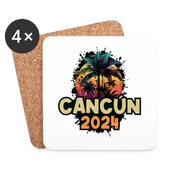 Cancún 2024 Dicton des Fêtes - Dessous de verre (lot de 4) - blanc - Devant