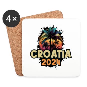Croatia 2024 Urlaub Spruch - Untersetzer (4er-Set) - Weiß - Vorne