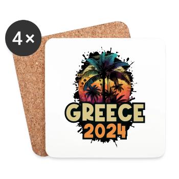 Greece 2024 Urlaub Spruch - Untersetzer (4er-Set) - Weiß - Vorne