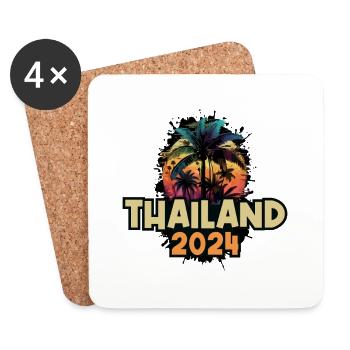 Thailand 2024 Urlaub Spruch - Untersetzer (4er-Set) - Weiß - Vorne