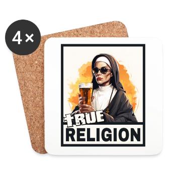 Sexy Nun Drinks Alcohol Dicton Drôle - Dessous de verre (lot de 4) - blanc - Devant