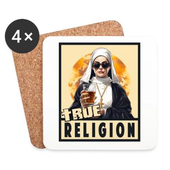 Sexy Nonne trinkt Alkohol Lustiger Spruch - Untersetzer (4er-Set) - Weiß - Vorne