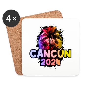 Cancun 2024 Holiday Colorful - Coasters (set of 4) - white - Front