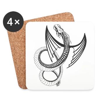 Fliegender Drache - Untersetzer (4er-Set) - Weiß - Vorne