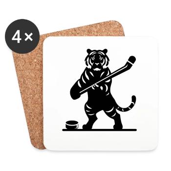 Tiger Eishockey Eishockeyspieler Silhouette - Untersetzer (4er-Set) - Weiß - Vorne