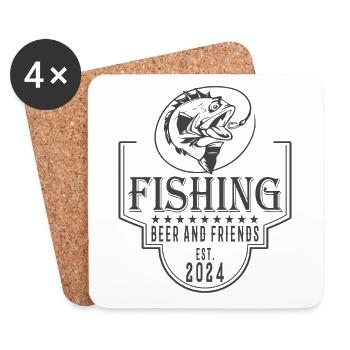 Fishing Beer and Friends Angeln Fischen - Coasters (set of 4) - white - Front