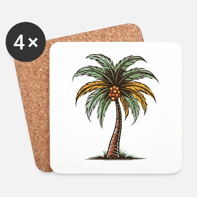 Palme Urlaub Symbol - Untersetzer (4er-Set) - Weiß