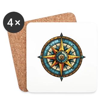 Kompass Symbol Wegweiser Travel - Untersetzer (4er-Set) - Weiß - Vorne