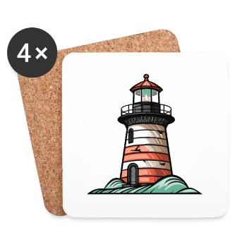 Icône de la côte du phare - Dessous de verre (lot de 4) - blanc - Devant