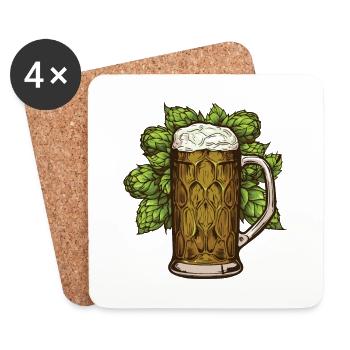 Bierglas Hopfen Malz Bier - Untersetzer (4er-Set) - Weiß - Vorne