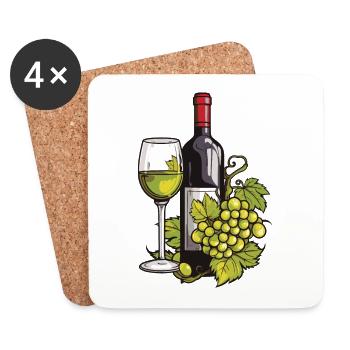 Verre à vin VinRaisins Vin - Dessous de verre (lot de 4) - blanc - Devant