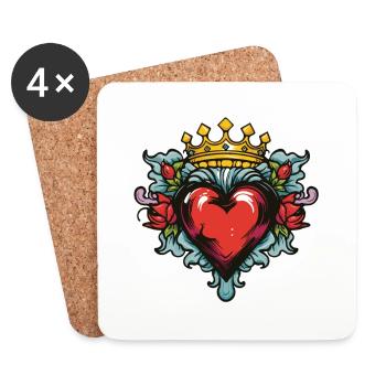 Heart Crown Love - Coasters (set of 4) - white - Front