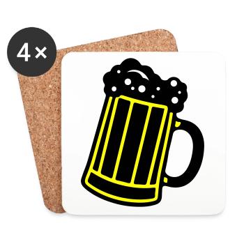 Chope de bière symbole de bière Cheers - Dessous de verre (lot de 4) - blanc - Devant