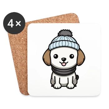 Dog Animal Baby Comic - Coasters (set of 4) - white - Front