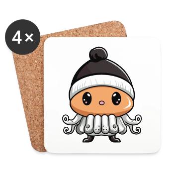 Octopus Animal Baby Comic - Coasters (set of 4) - white - Front