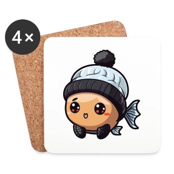 Fish Animal Baby Comic Anime - Coasters (set of 4) - white - Front