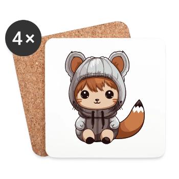 Squirrel Animal Baby Comic - Coasters (set of 4) - white - Front