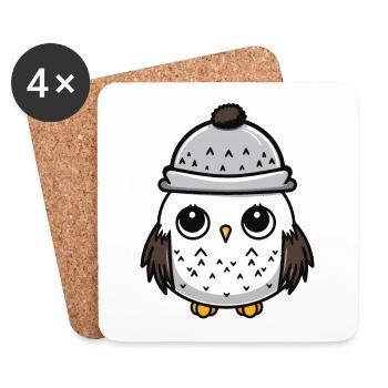 Owl Animal Baby Comic - Coasters (set of 4) - white - Front