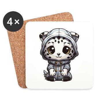Schneeleopard Tier Baby Comic leopard - Untersetzer (4er-Set) - Weiß - Vorne