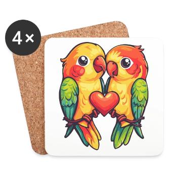 Parrot Couple Love Couple In Love - Coasters (set of 4) - white - Front