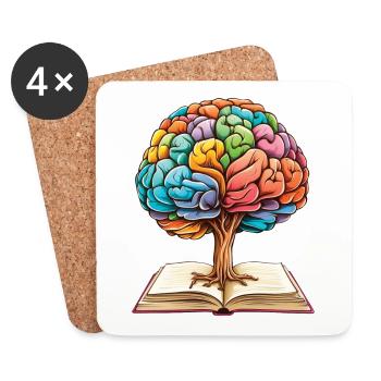 Lesen bildet Mindset Wachstum Kunstwerk Baum - Untersetzer (4er-Set) - Weiß - Vorne