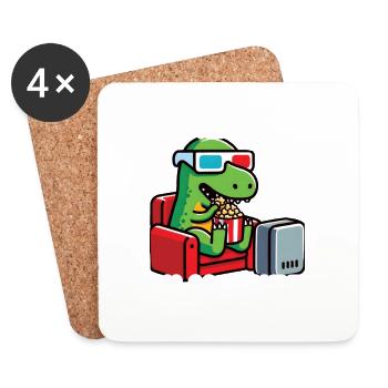 Offizielles Filmshirt Filmfans Cineasten T-Rex - Untersetzer (4er-Set) - Weiß - Vorne
