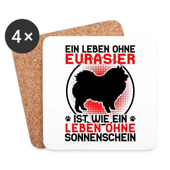 Leben ohne Eurasier Eurasian Spitz - Untersetzer (4er-Set) - Weiß - Vorne