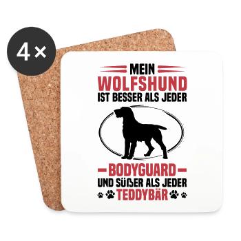 Le chien allemand à poil dur me protège mieux - Dessous de verre (lot de 4) - blanc - Devant