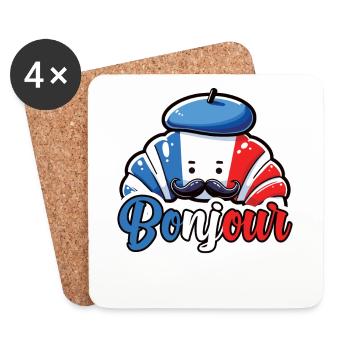 Français Croissant Amoureux France Drapeau - Dessous de verre (lot de 4) - blanc - Devant