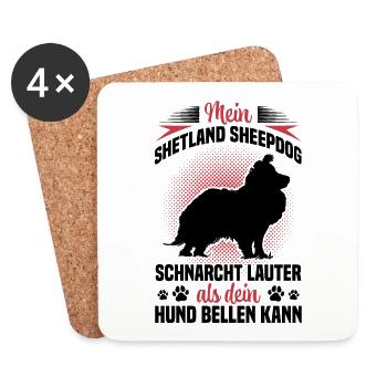 Sheltie schnarcht lauter Shetland Sheepdog - Untersetzer (4er-Set) - Weiß - Vorne