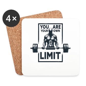 Weight Training, Sports Saying, You Are Your Limit Mindset - Coasters (set of 4) - white - Front