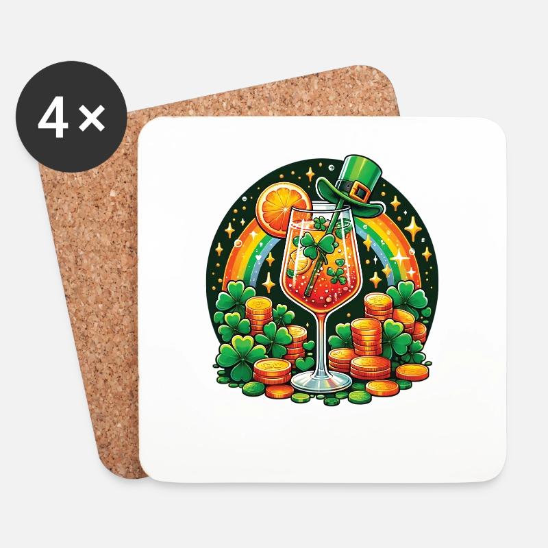 St. Patrick's Day Spritz Aperitif Celebrations Shamrock - Coasters (set of 4) - white