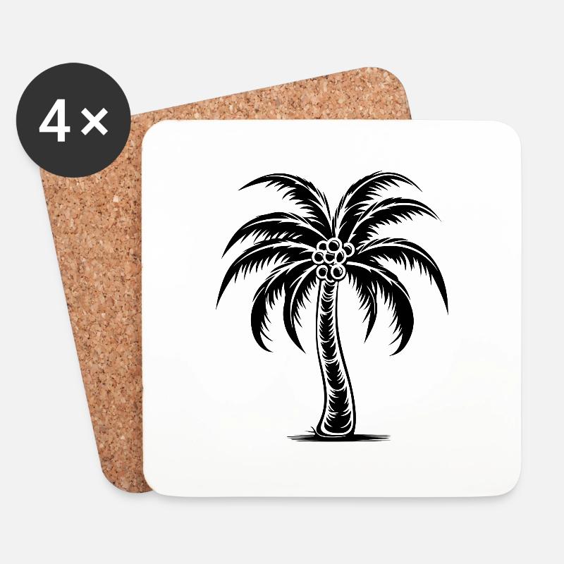 Palme Urlaub symbol silhouette - Untersetzer (4er-Set) - Weiß