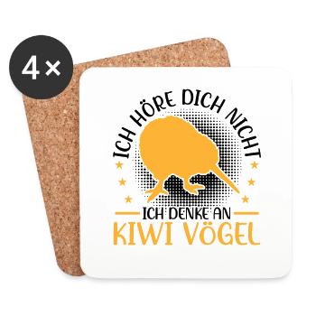 Think Kiwi Bird Snipe Bouquet - Dessous de verre (lot de 4) - blanc - Devant