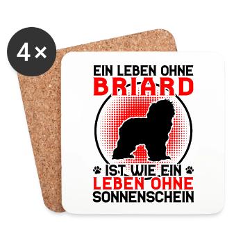 Life without Briard Berger de Brie Briard - Coasters (set of 4) - white - Front